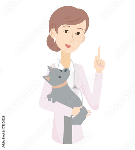 犬の飼い方や健康に関してアドバイスをする女性の獣医師