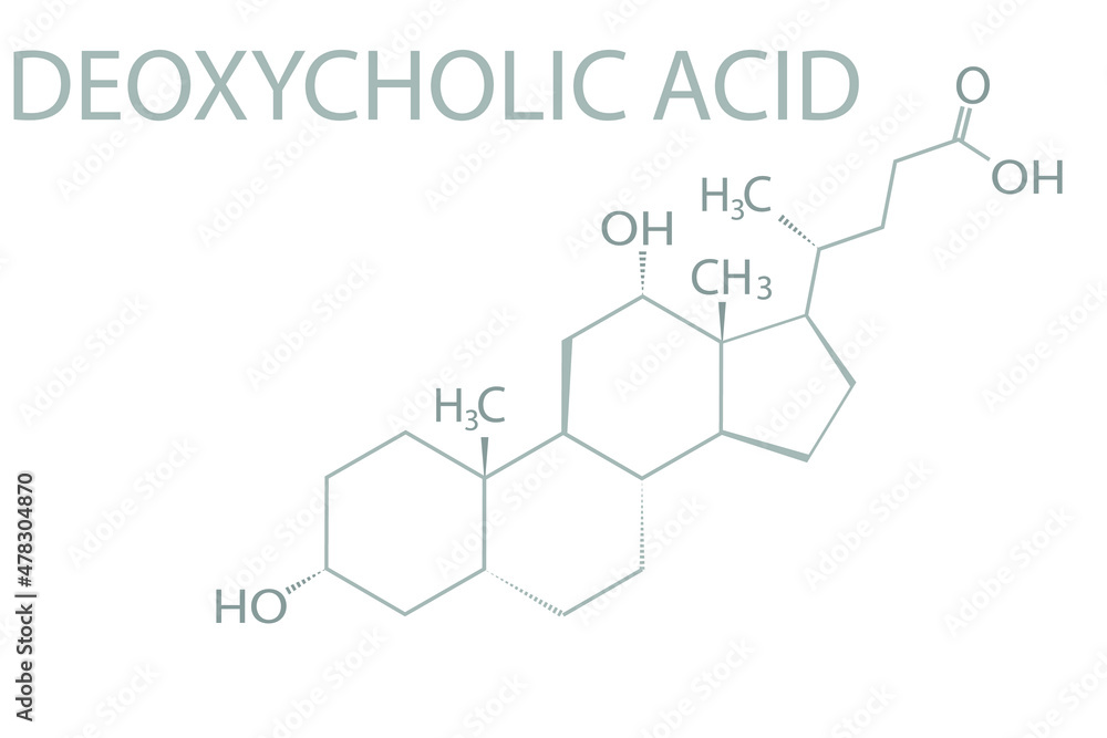 Deoxycholic acid molecular skeletal chemical formula.