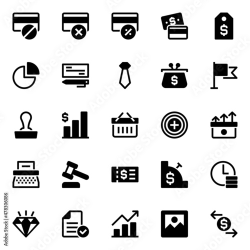 Glyph icons for finance and payments.