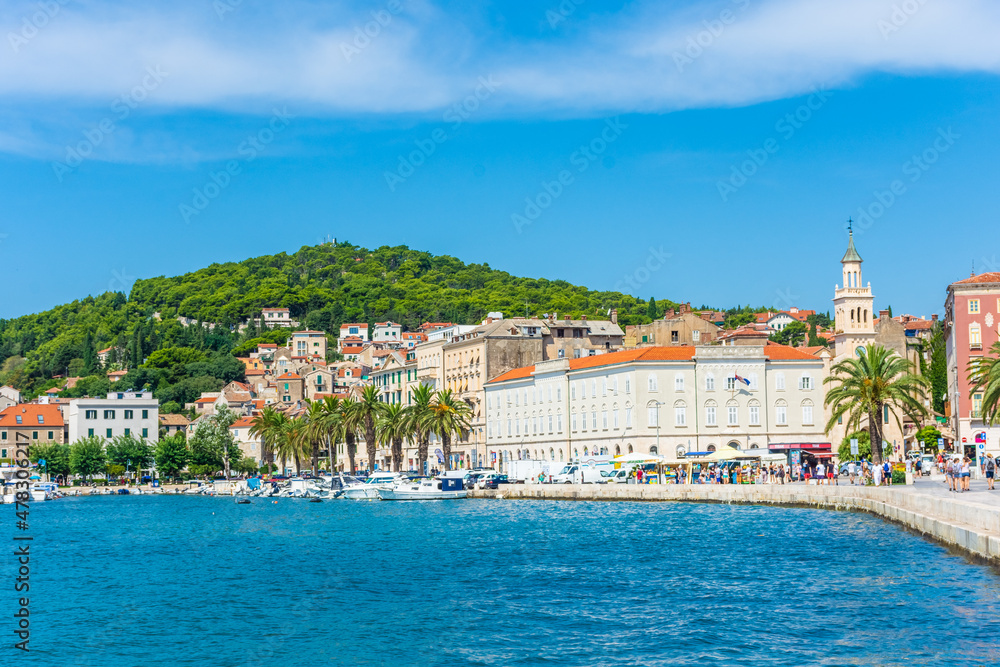 SPLIT, CROATIA, 7 AUGUST 2019: the promenade of Split