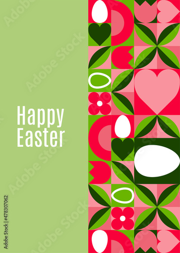 Happy Easter greeting card. Modern geometric abstract style. Perfect for a poster  cover  or postcard.