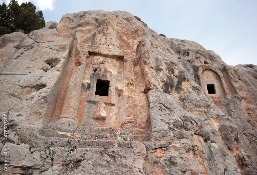 Konya Bozkır royal tombs. Ancient city of Isauria.