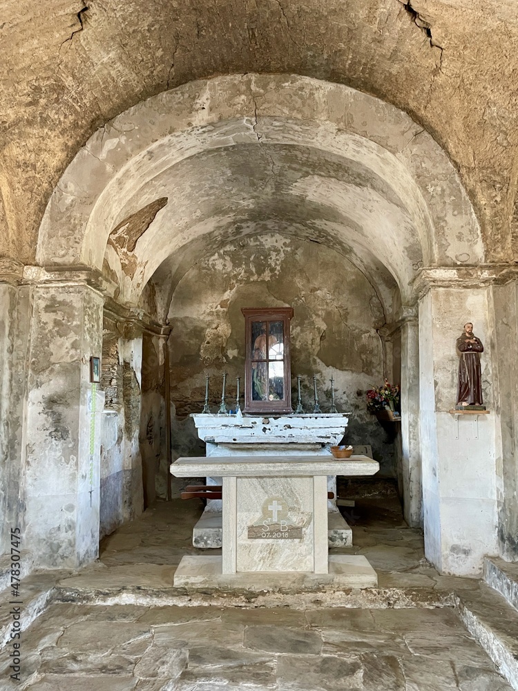 Interior of San Bertuli chapel in Monacia-d'Orezza, Castagniccia, Corsica. Interior of San Bertuli chapel in Monacia-d'Orezza, Castagniccia, Corsica.