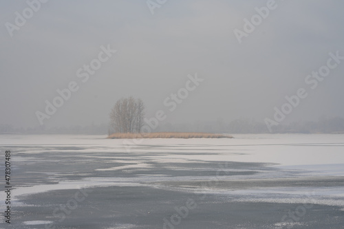frozen lake in winter