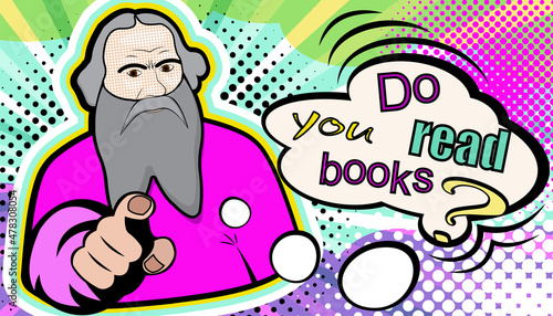 do you read books leo tolstoy pop art poster comics sign book reading library