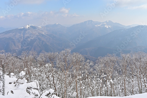 四国の徳島県と高知県の県境にある美しい山「三嶺（みうね）」の冬景色いろいろ