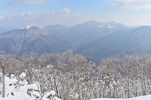 四国の徳島県と高知県の県境にある美しい山「三嶺（みうね）」の冬景色いろいろ photo