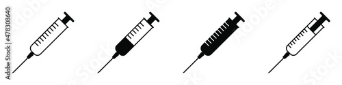 Syringe, injection icon vector, filled flat sign, solid pictogram isolated on white. Symbol, logo illustration. Pixel perfect.
