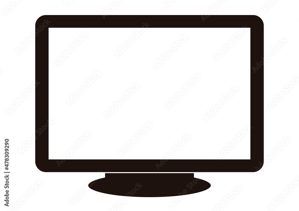 Icono negro de una pantalla en fondo blanco. Icono negro de una pantalla en fondo blanco.
