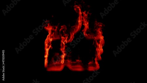 Burning Thumbs Up Icon on the dark background. 3d rendering. High quality FullHD footage