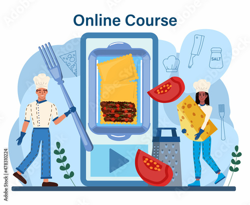 Tasty lasagna online service or platform. Italian delicious cuisine