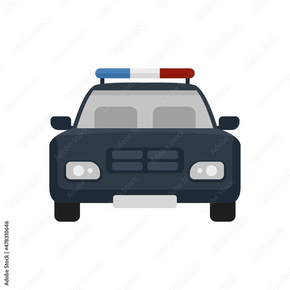 Police car icon flat isolated vector Police car icon flat isolated vector