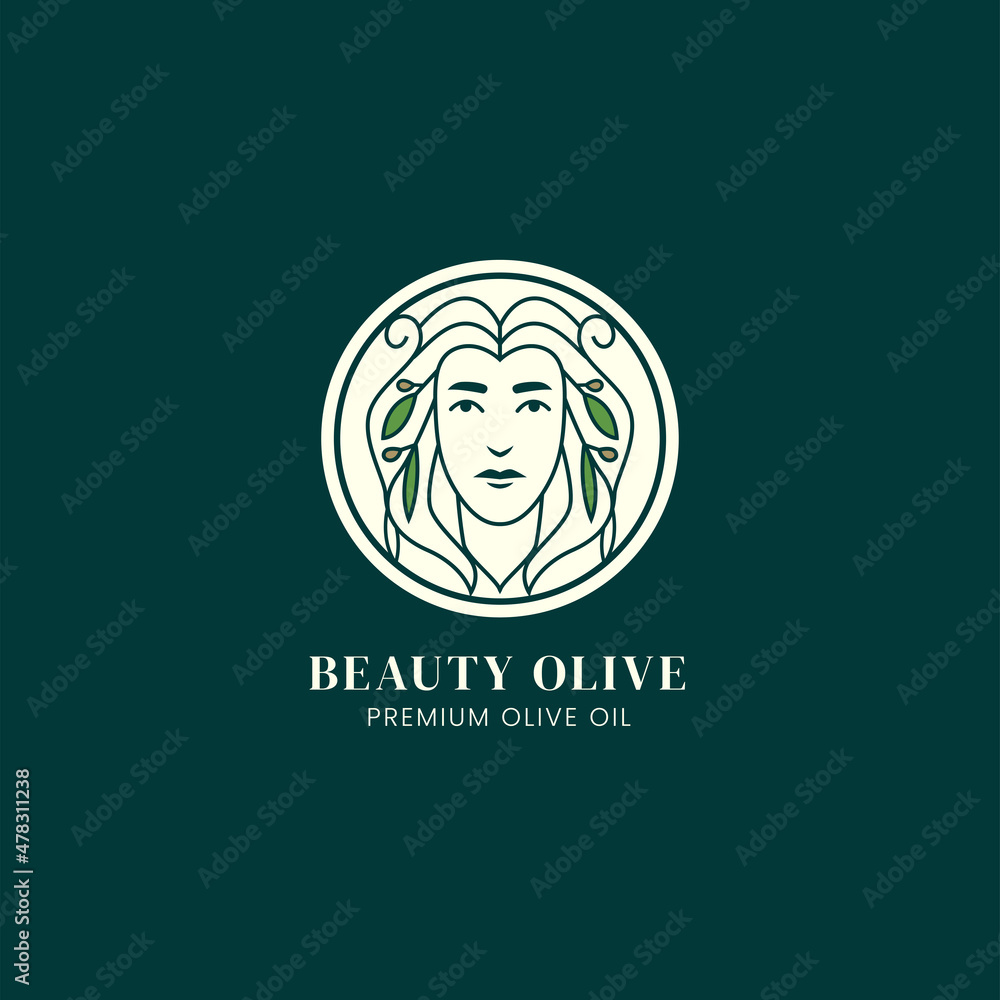 Beauty woman and olive nature logo concept Beauty woman and olive nature logo concept
