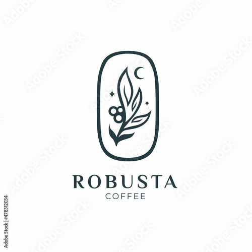 robusta coffee branch logo design template