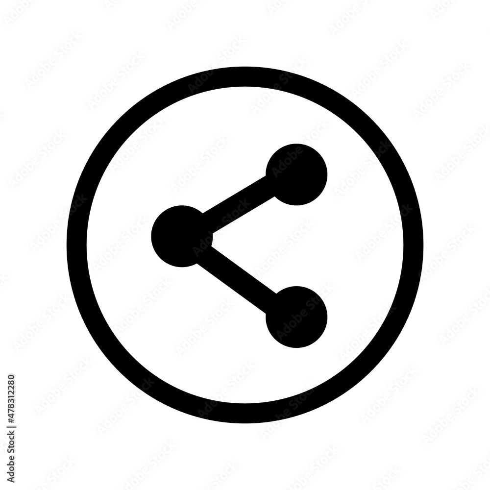 Sharing button icon in a round circle. Vector. Sharing button icon in a round circle. Vector.