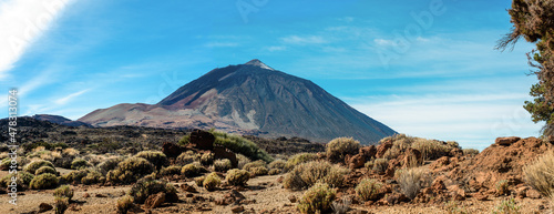 Panoramic view of the natural park of the volcano Teide in Tenerife. Canary Islands.