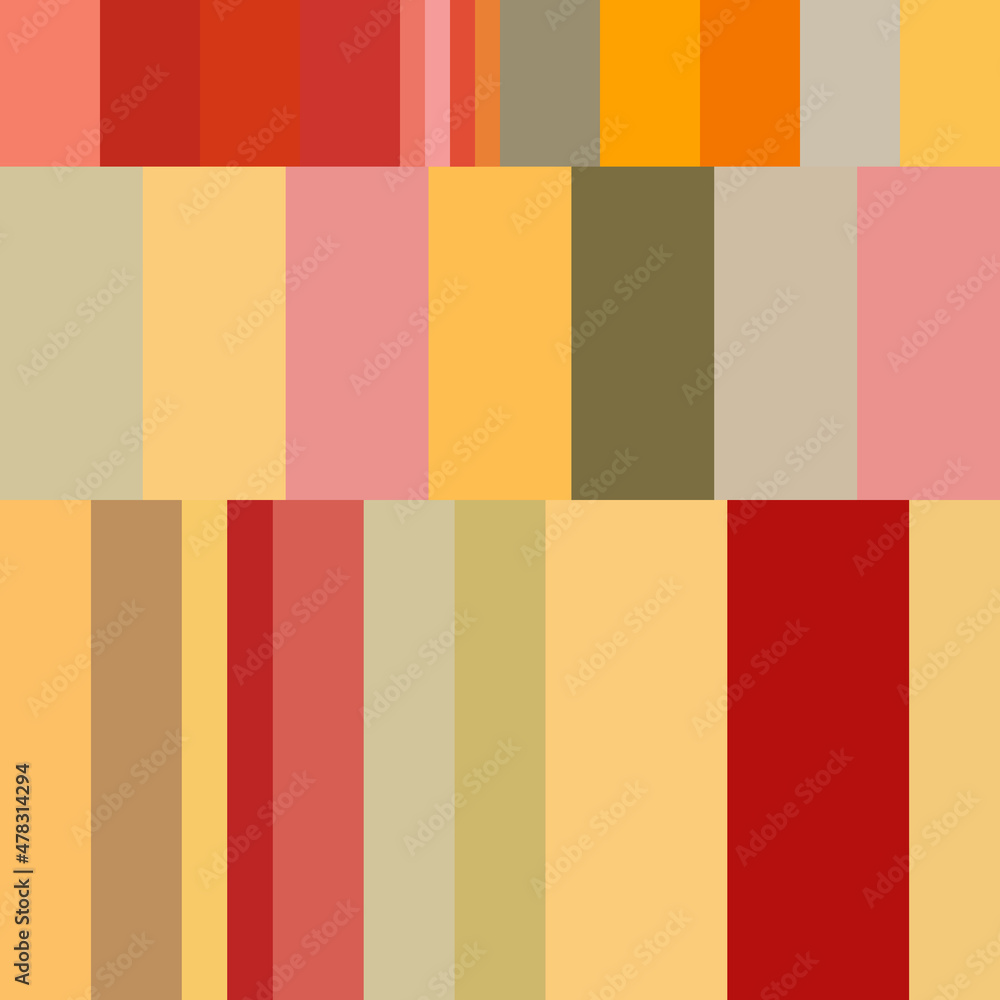 Modern vector abstract seamless geometric pattern with stripes, squares and rectangles in retro Scandinavian style. Colorful simple shapes mosaic. Bauhaus design inspired background.