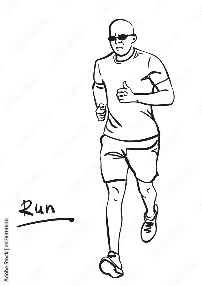 Sketch of running man, Hand drawn vector linear illustration. Sketch of running man, Hand drawn vector linear illustration.