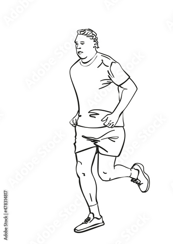 Sketch of running man  Hand drawn vector linear illustration