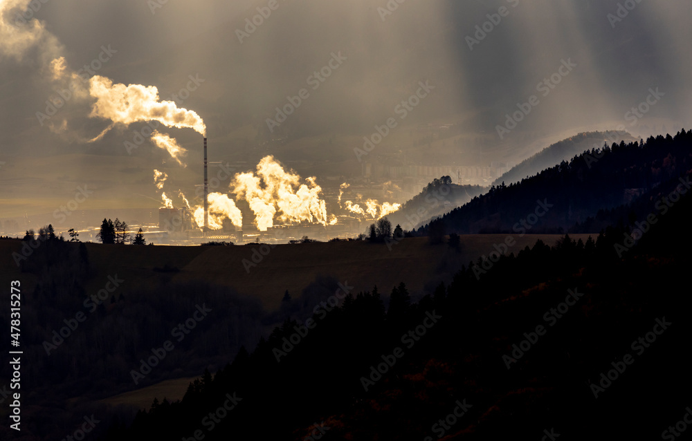 environmental pollution, factory smoke, chimneys