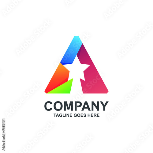 Free Download Letter a with star colorful gradient logo design - GFXLoad