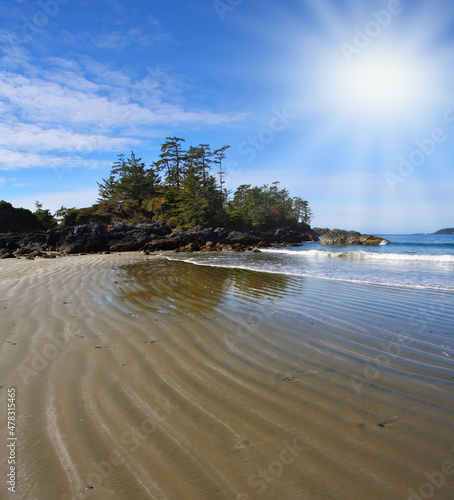  Low tide exposes the wet sand