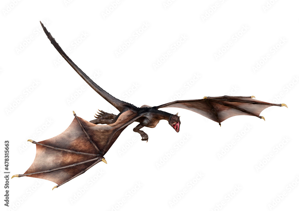 3D Rendering Fairy Tale Dragon on White 3D Rendering Fairy Tale Dragon on White