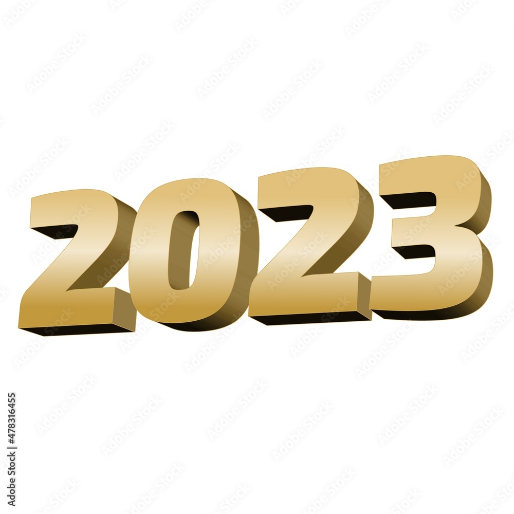 Litery 2023, napis 3D, rok 2023 StockIllustration Adobe Stock