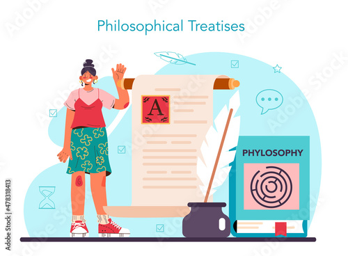 Philosophy concept. Ancient study of general and fundamental
