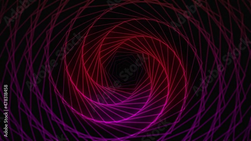 Futuristic surface concept with hexagons. Trendy sci-fi technology background with hexagonal pattern. Spiral animation .3D rendering. 4K