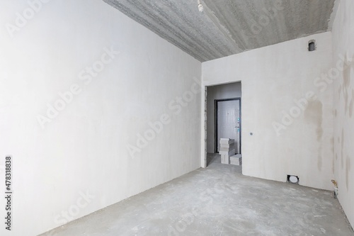 interior of the apartment without decoration in gray colors