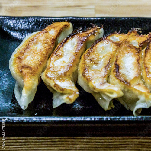 Fried dumplings Gyoza on a plate