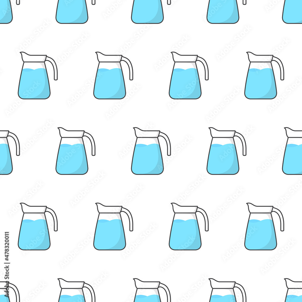 Glass Jug Seamless Pattern On A White Background. Pitcher With Water Theme Vector Illustration Glass Jug Seamless Pattern On A White Background. Pitcher With Water Theme Vector Illustration