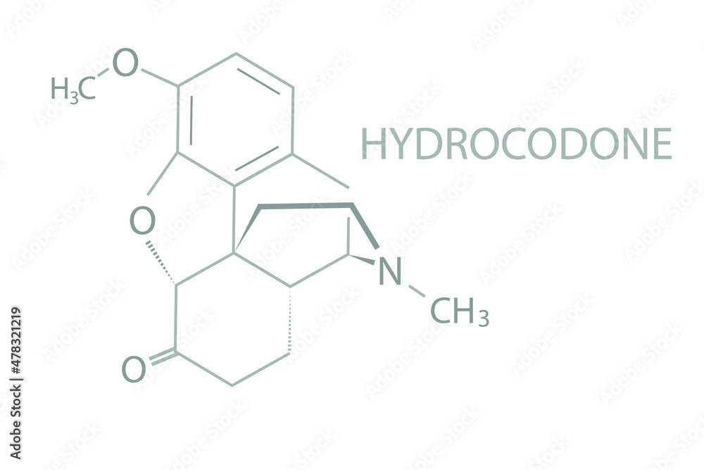 Hydrocodone molecular skeletal chemical formula.