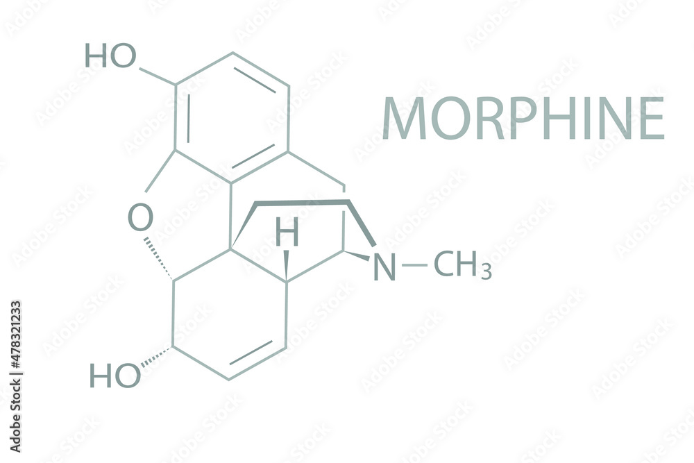 Morphine molecular skeletal chemical formula.