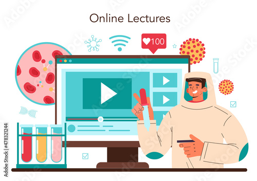 Virologist online service or platform. Scientist studies viruses