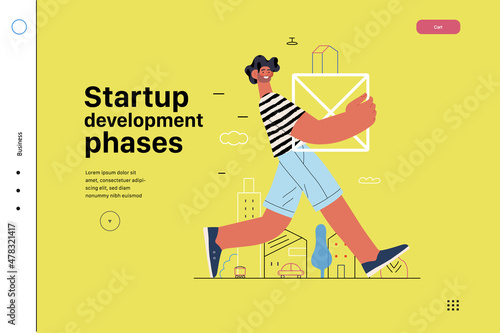 Startup illustration, website landing template. Concept of building new business