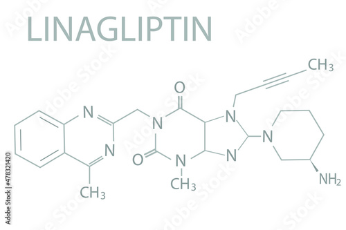 Linagliptin molecular skeletal chemical formula.
