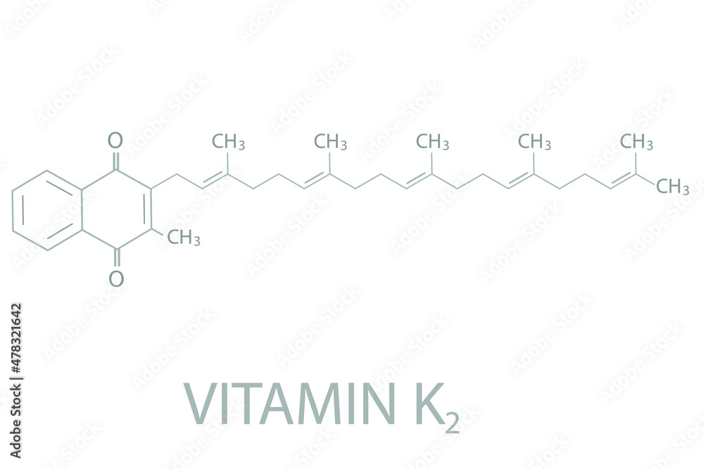 Vitamin K2 molecular skeletal chemical formula. Vitamin K2 molecular skeletal chemical formula.
