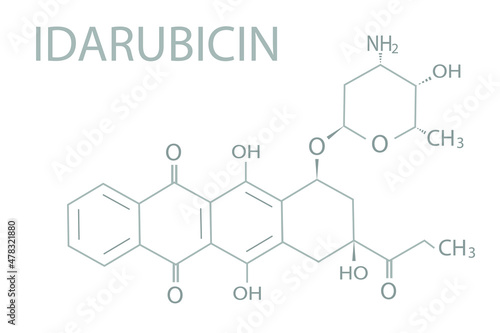 Idarubicin molecular skeletal chemical formula.