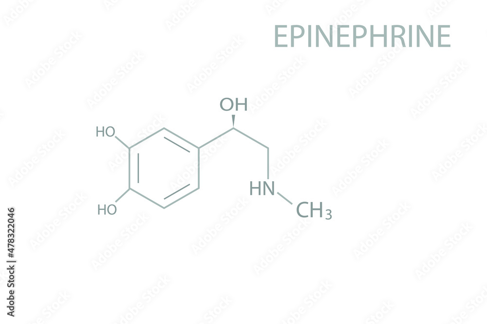 Epinephrine molecular skeletal chemical formula.