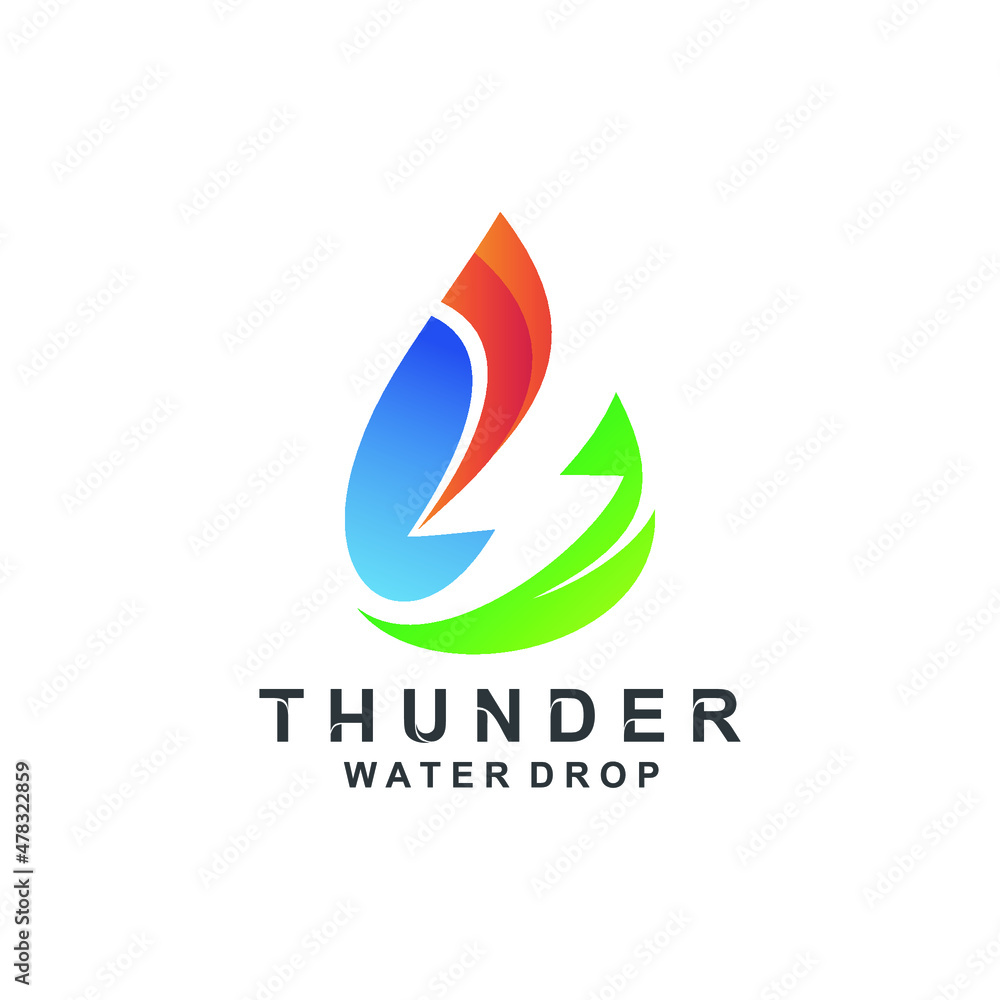 Fototapeta premium Gradient colorful thunder and water drop logo