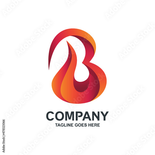 Letter b fire logo design in vector