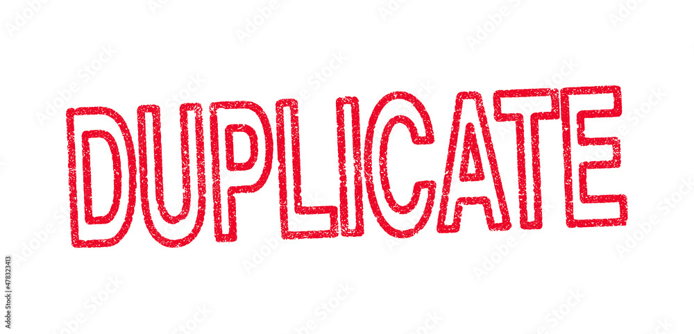 Vector illustration of the word Duplicate in red ink stamp Vector illustration of the word Duplicate in red ink stamp