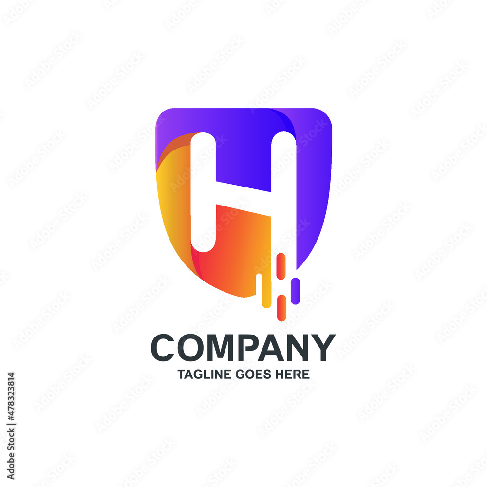Letter h shield logo design