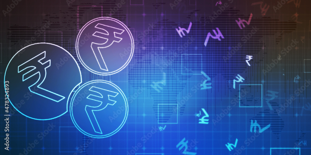 Rupee currency . 2D rendering illustration Rupee currency . 2D rendering illustration