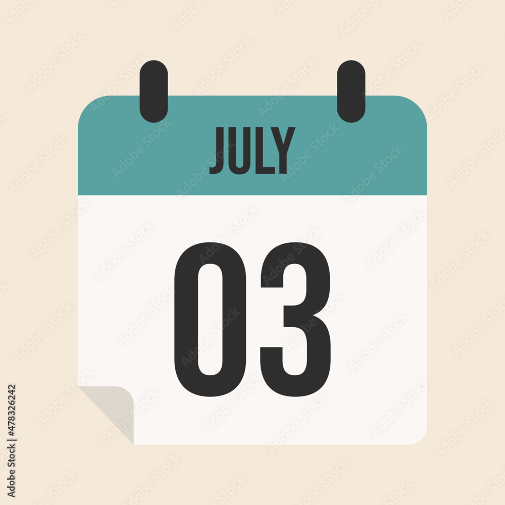 July 3st calendar page, vector July 3st calendar page, vector