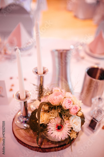 Fototapeta Naklejka Na Ścianę i Meble -  Tischdekoration bei einer Hochzeit