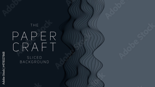 Dark paper layers. 3D abstract gradient papercut. Colorful origami shape concept