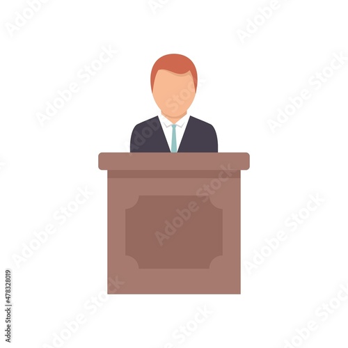 Prosecutor tribune icon flat isolated vector
